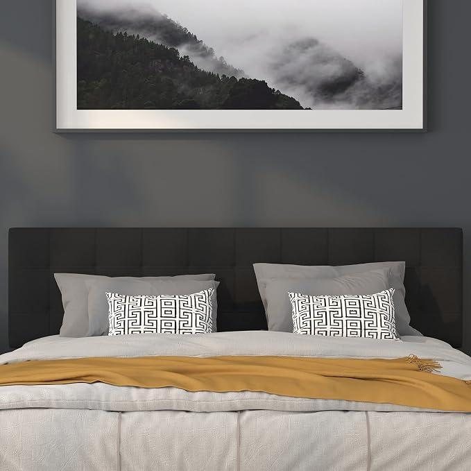 Flash Furniture Bedford Tufted Upholstered King Size Headboard in Black Fabric - Image 5