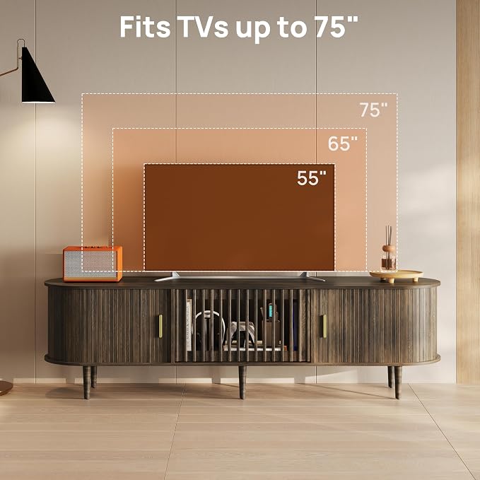 70" Fluted Mid Century Modern TV Stand - Image 3
