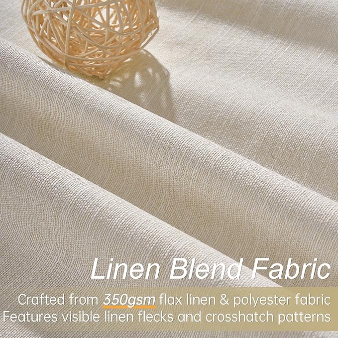 Topfinel 94 Inches Long Tan Colored Custom Blackout Linen Curtains, Internet - Image 3