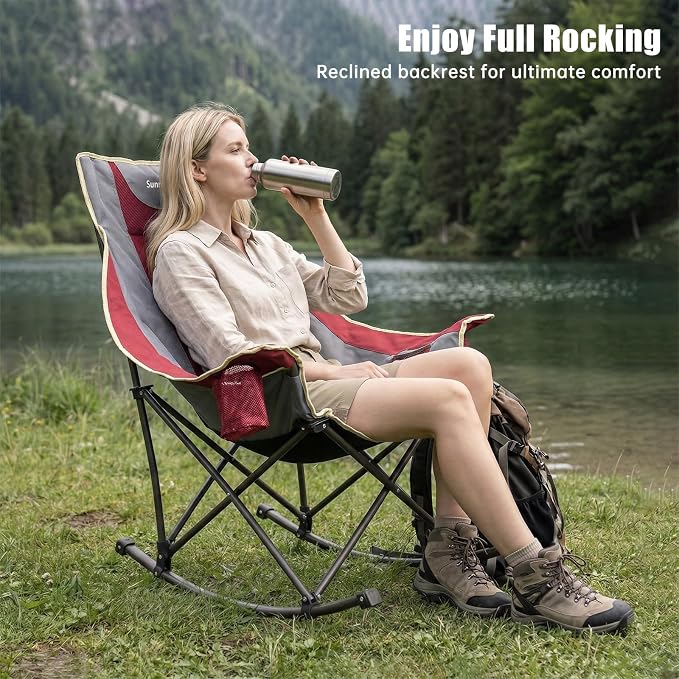 SUNNYFEEL Rocking Camping Chair Fully Padded Patio Folding Chair Portable - Image 6