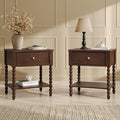 AMERLIFE 24" Walnut Nightstand Set of 2, Vintage Bedside Table by AMERLIFE