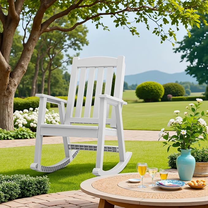 Greesum Set of 2 Outdoor Rocking Chair, Rust-Proof & UV-Resistant, Comfortable - Image 2