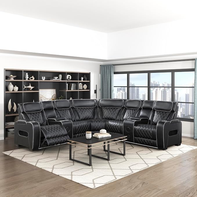 Lexicon 118" Power Reclining Sectional Sofa, Wall Hugger, 2 Recliner Seats - Image 11