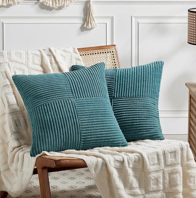 Fancy Homi 2 Packs Teal Decorative Throw Pillow Covers 18x18 Inch by Fancy+Homi