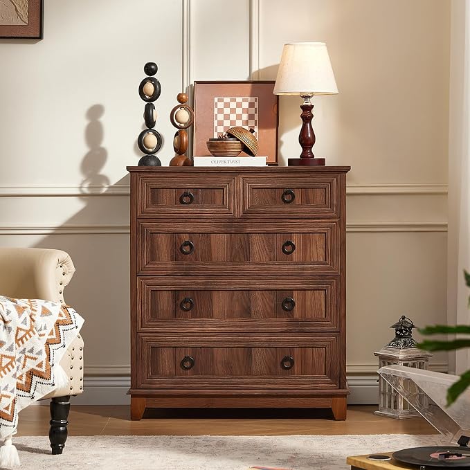 Joaxswe Farmhouse 5 Drawer Dresser - Image 5