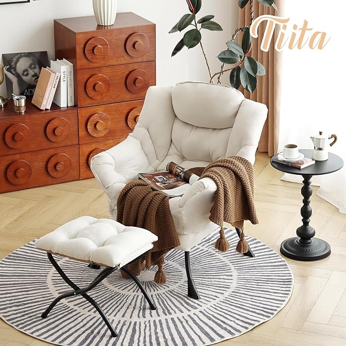 Tiita Lazy Chair with Ottoman, Comfy Leisure Sofa Armchair with Ottoman - Image 9