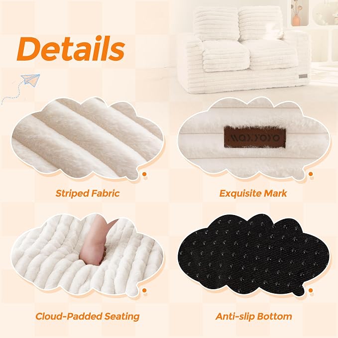 MAXYOYO Extra Wide Kids Bean Bag Chair, Comfy Faux Fur Bean Bag Sofa - Image 6