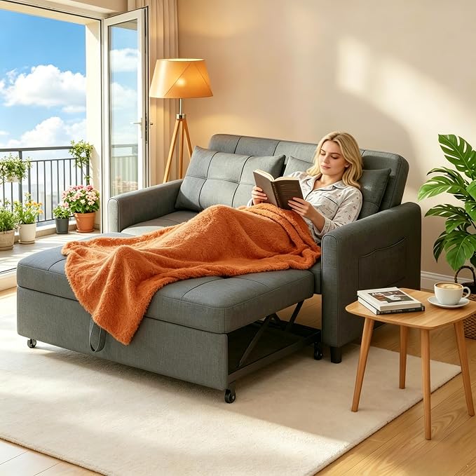 Gizoon 3-in-1 Convertible Loveseat Sleeper Couch Bed, 71.7" Extended Pull Out by Gizoon