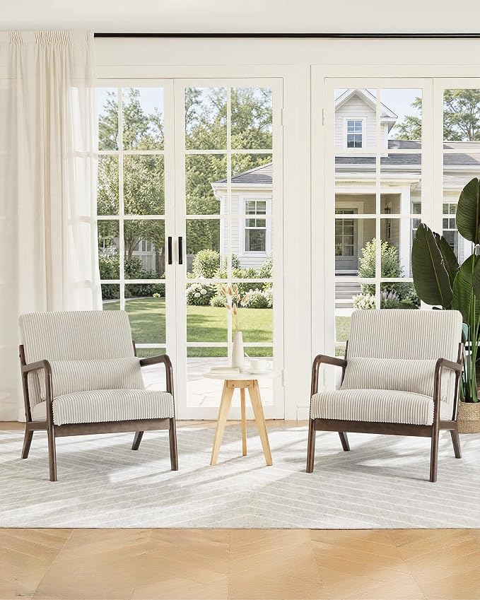 Garvee Mid-Century Accent Chair Set of 2, Cozy Reading Chair, Modern Lounge by Garvee