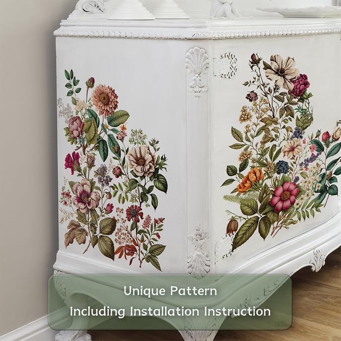 Floral Rub on Transfer for Furniture Vintage Large Flower UV DTF Transfer - Image 5