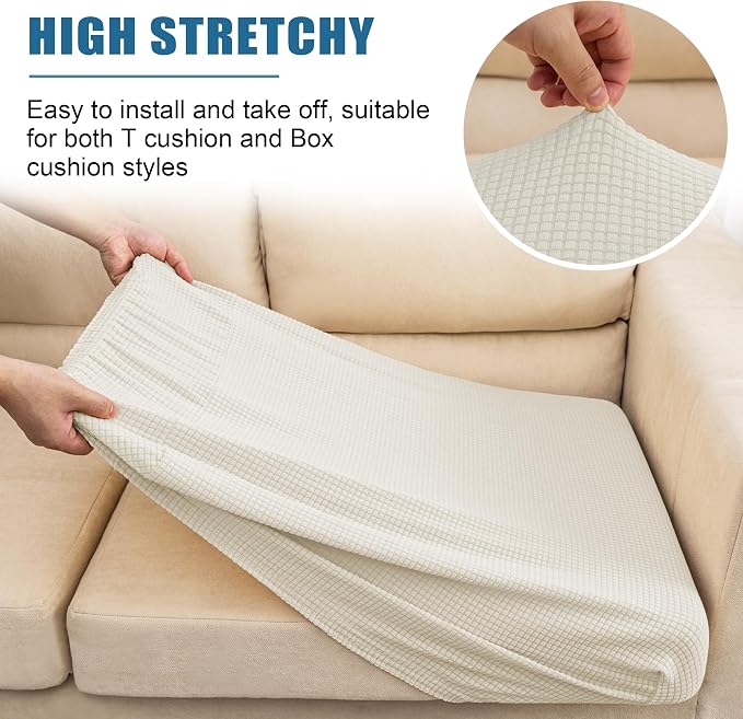 Water Repellent Couch Cushion Cover 3 Pieces Sofa Seat Cushion Covers, Stretch - Image 5
