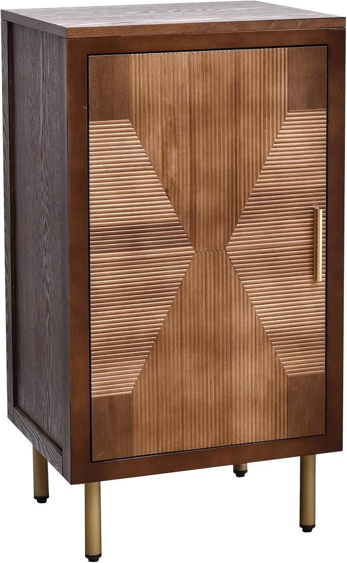 eHemco Modern End Table with Storage, Two-Toned Ribbed Parquet Design, Antique by eHemco