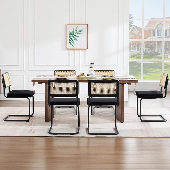 Zesthouse Natural Rattan Dining Chairs Set of 2, Modern Dining Room Chairs - Image 8