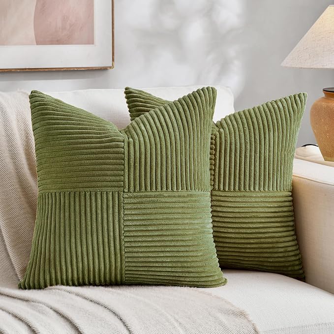 Fancy Homi 2 Packs Moss Green Euro Decorative Throw Pillow Covers 28x28 Inch by Fancy+Homi