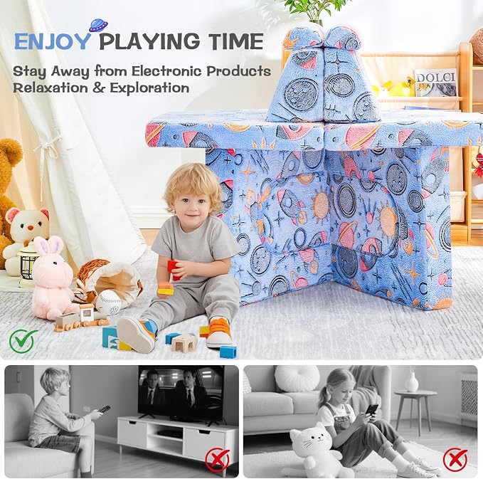 IFNOW Modular Kids Play Couch, Convertible & Washable Toddler Foam Couch Kids - Image 3
