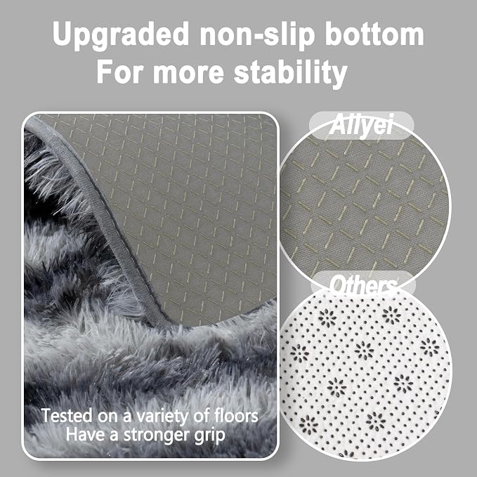 Soft Runner Rugs for Bedroom Hallways, 2x4 Black and White Fluffy Shag Throw - Image 5