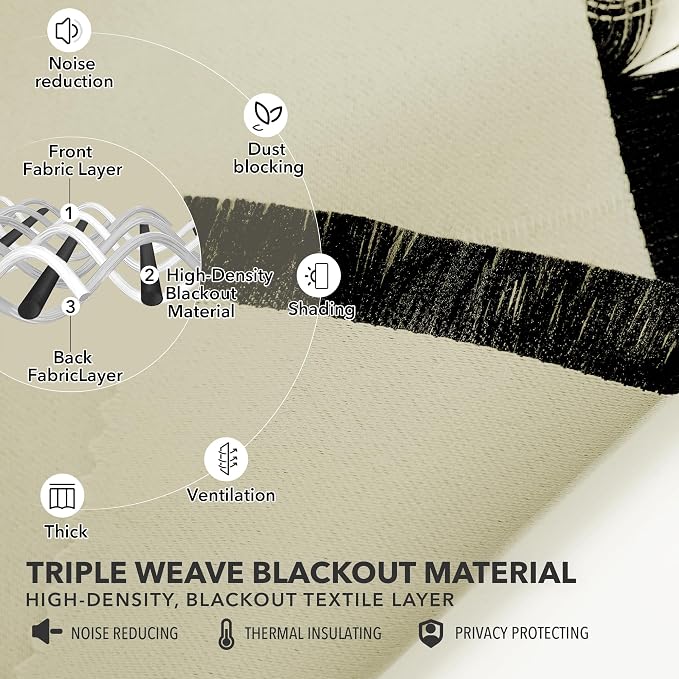 Deconovo Blackout Curtains, Thermal Insulated, W52 x L72 2 Panels, Back Tab - Image 5