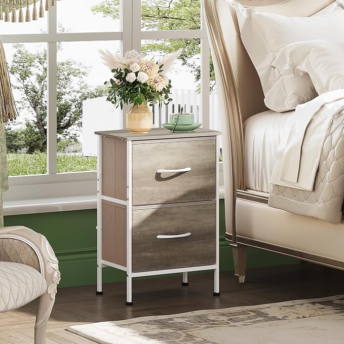 WLIVE Night Stand, Greige Nightstand - Image 2