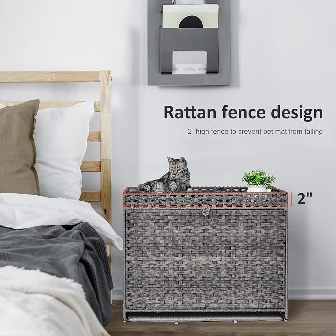 Cat Litter Box Enclosure with Soft Litter Mat; Hidden Kitten Washroom Furniture - Image 3