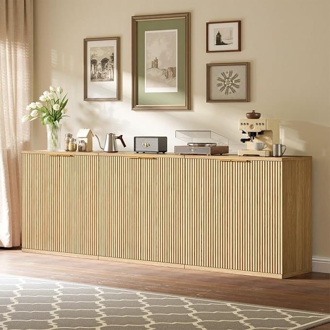 Evermagin 63" Oak Buffet Cabinet - Image 6