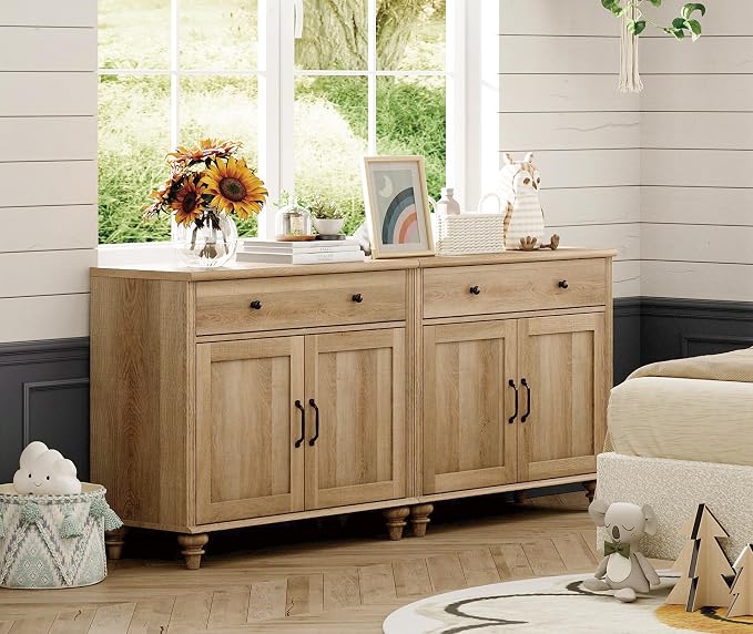 WAMPAT Farmhouse TV Stand for 75 inch TV - Image 6