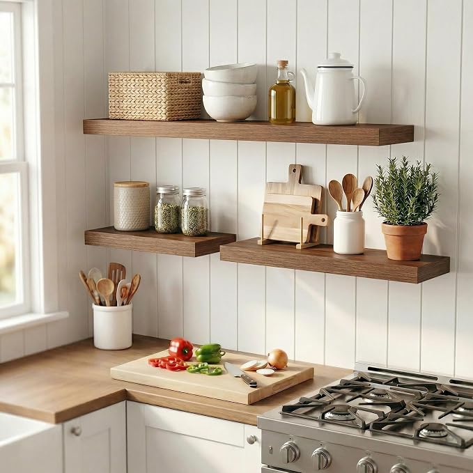 12 inch Deep Floating Shelves for Wall, 48 inch Wide Engineered Wood Wall - Image 6