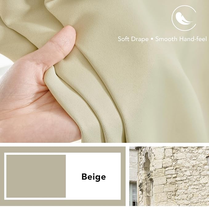 Deconovo Blackout Curtains, Thermal Insulated, W70 x L95 2 Panels, Back Tab - Image 7
