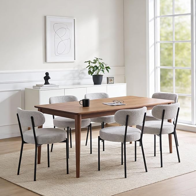DUMOS Dining Chairs Set of 4, Mid Century Modern Chair Round Upholstered Curved - Image 8