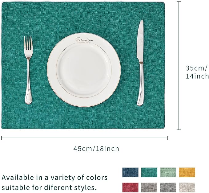 BALCONY & FALCON Placemats Set of 6 Faux Linen Cloth Place Mats Washable - Image 5