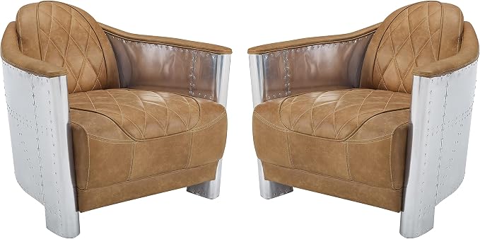 Art Leon Genuine Leather Accent Chair, Mid Century Industrial Armchair by ArtLeon