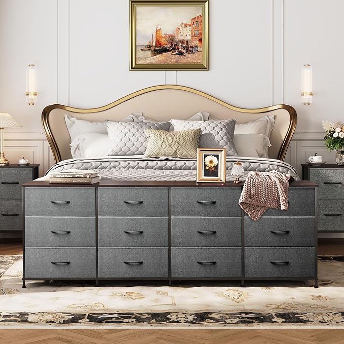 WLIVE 75.5'' Dresser for Bedroom, TV Stand for 85, 65 Inch TV, 12 Drawer Long - Image 2