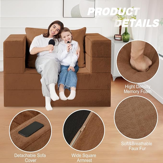 Futon Sofa Bed with Pillow, 3-in-1 Sleeper Sofa Bed with Removable Cover - Image 7