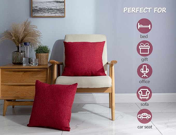 Stellhome Set of 2 Christmas Decorative Linen Throw Pillow Cover Square - Image 3