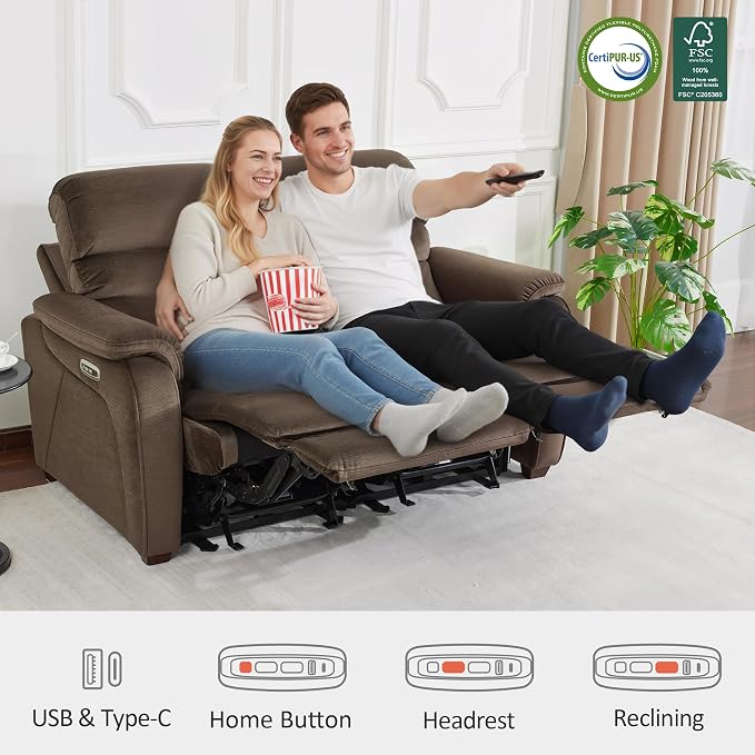 MCombo 61.6'' Wall Hugger Power Loveseat Recliner, Reclining Loveseat - Image 6