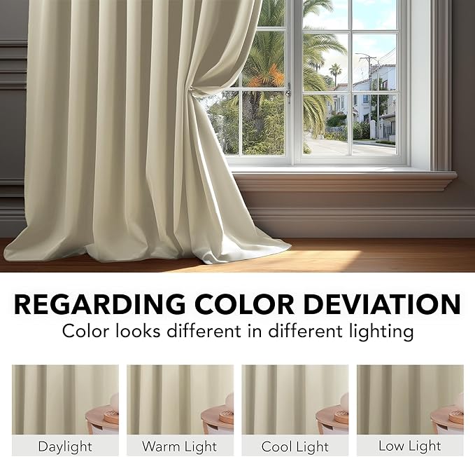 Deconovo Blackout Curtains, Thermal Insulated, W42 x L54 2 Panels, Back Tab - Image 6