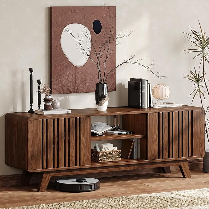 ONBRILL 63-Inch TV Stand for TVs up to 75 Inch, Mid-Century Modern Television - Image 7