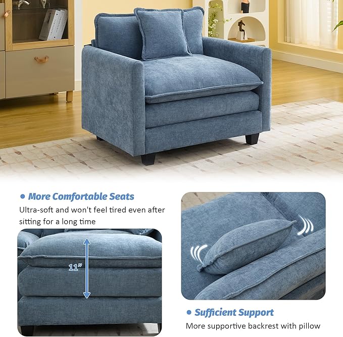 WUTUTUEE 41'' Modern Chenille Oversized Chair, Upholstered Accent Living Room - Image 5