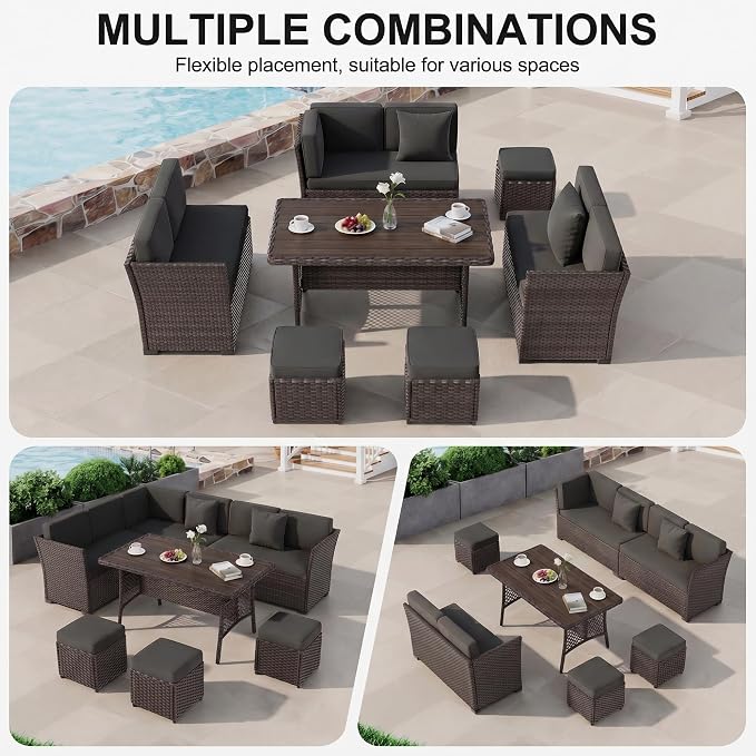 LOUVIXA 7 Pieces Patio Furniture Set, Outdoor Patio Furniture, Wicker - Image 3