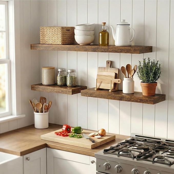 12 inch Deep Floating Shelves for Wall, 48 inch Wide Engineered Wood Wall - Image 6