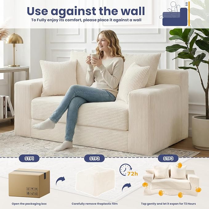Convertible Sofa Bed, Boneless Couch Small Loveseat Sleeper Pull Out Couch - Image 6
