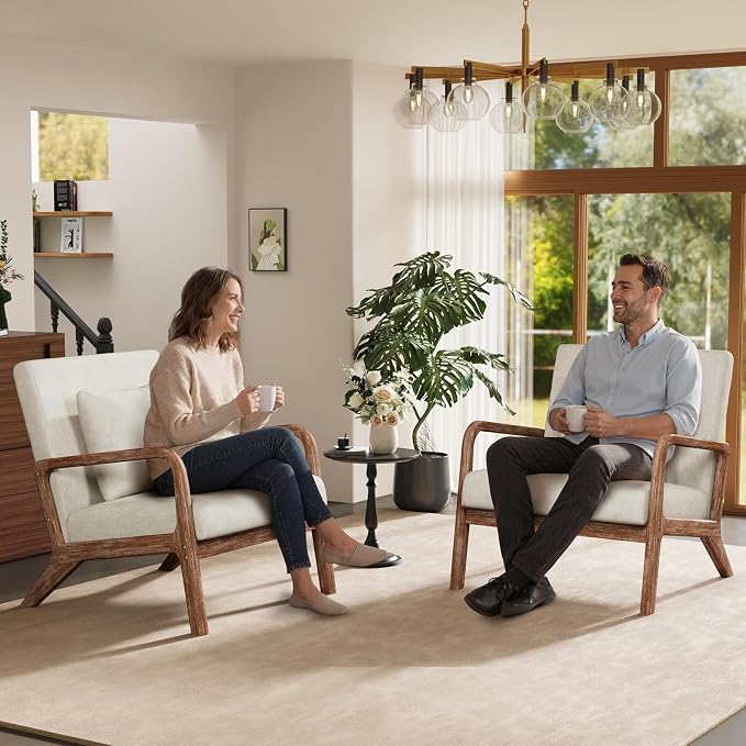 ELUCHANG Modern Accent Chairs Set of 2, Upholstered Reading Arm Chair - Image 4