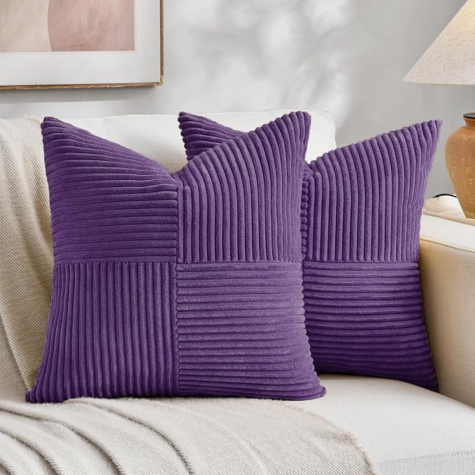 Fancy Homi 2 Packs Purple Samll Decorative Throw Pillow Covers 12x12 Inch by Fancy+Homi