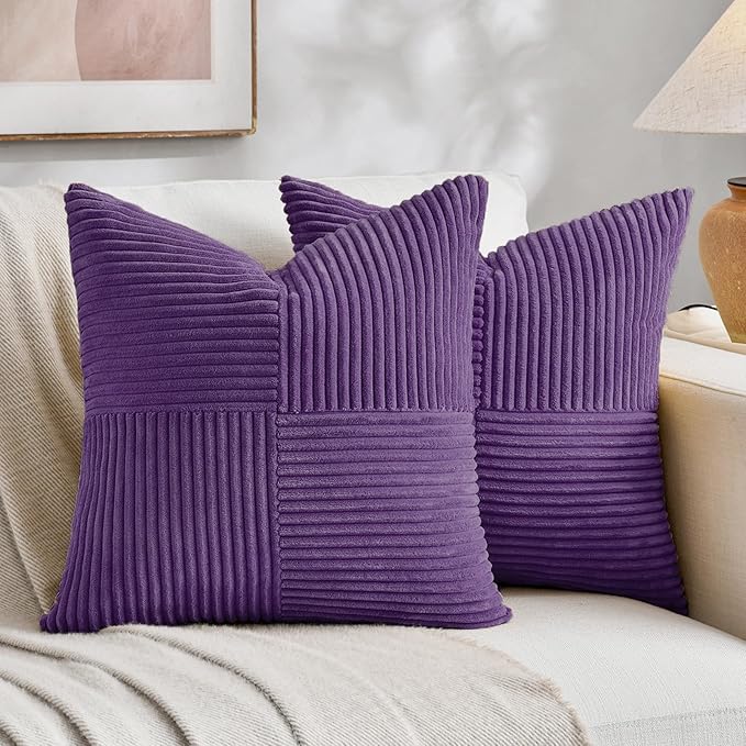 Fancy Homi 2 Packs Purple Decorative Throw Pillow Covers 16x16 Inch by Fancy+Homi