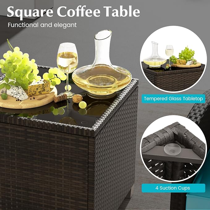 Tangkula 5 Pieces Patio Conversation Set, PE Wicker Outdoor Furniture Set - Image 7