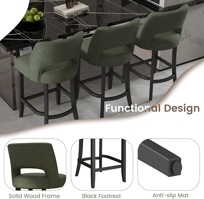 VKNOW Bar Stools Set of 4, Modern Counter Stools - Image 7