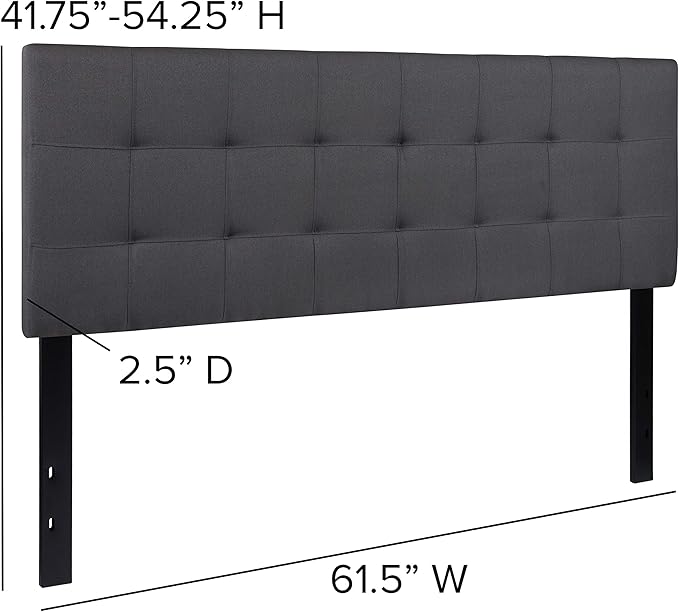 Flash Furniture Bedford Tufted Upholstered Queen Size Headboard in Dark Gray - Image 2