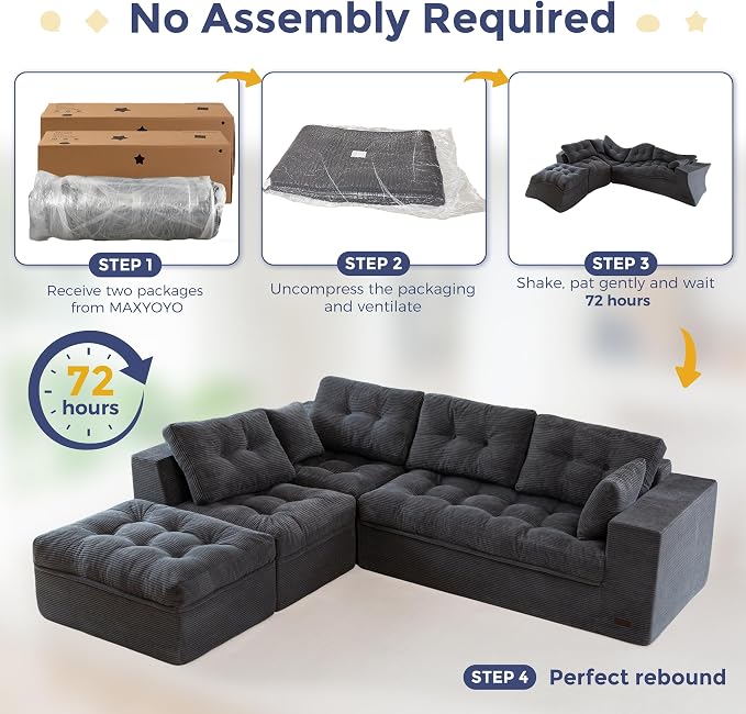 MAXYOYO 132" L Shaped Modular Sectional Sofa - Image 9
