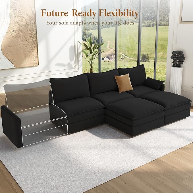 Vesgantti 108" U Shaped Sectional Couch, Comfy Cloud Modular Sectional Sofa - Image 7