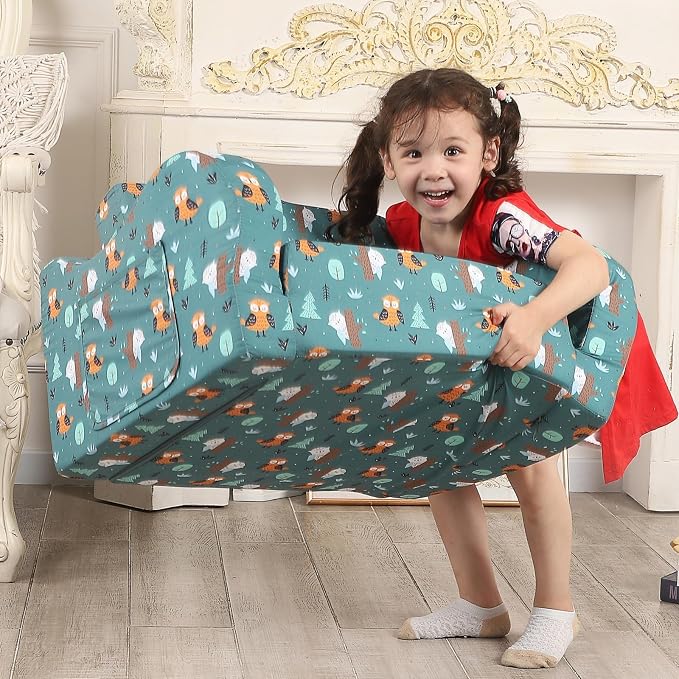 MOMCAYWEX Kids Sofa, 2-in-1 Flip-Out Foam Couch, Foldable Soft Play Lounge Chair - Image 6