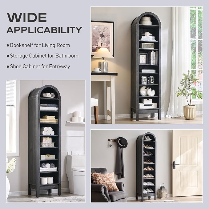 IFGET 71" Tall Arched Bookshelf, 8 Tiers Arch Bookcase - Image 5